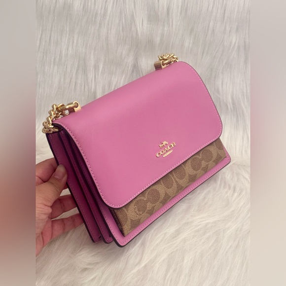 Coach Klare Crossbody Bag In Signature Canvas Color: Im/Tan/Fuschia - Picture 9 of 13